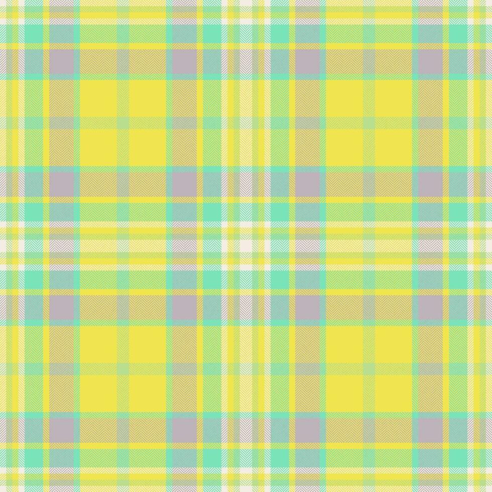 Plaid seamless pattern in yellow. Check fabric texture. Vector textile print.