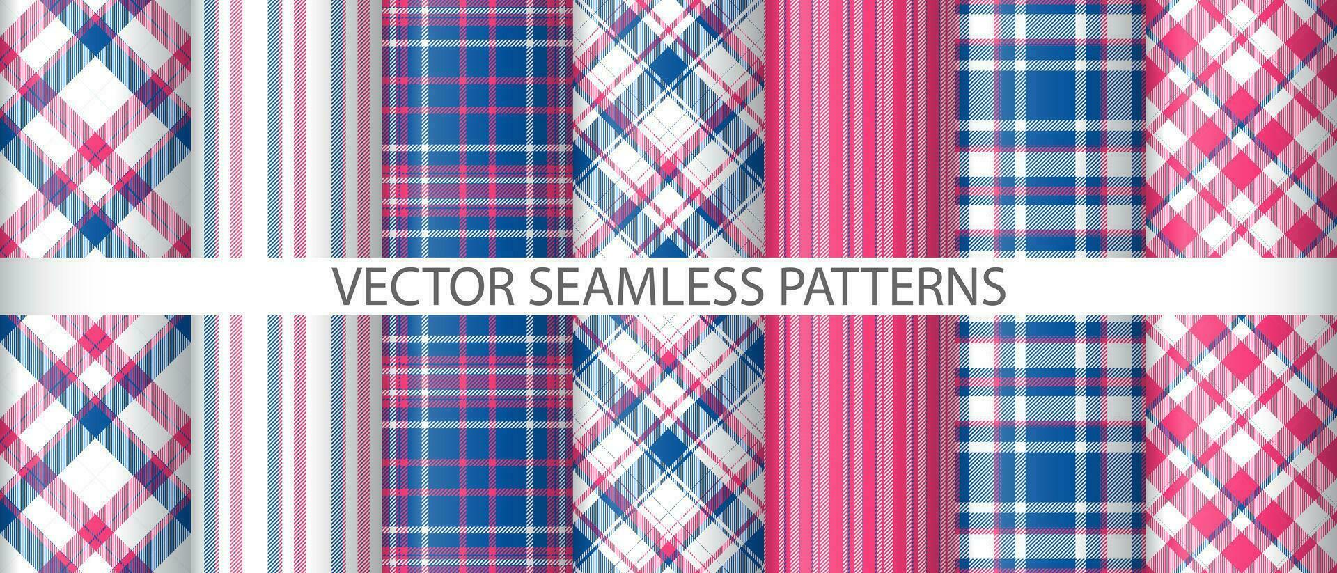 Set textile seamless pattern. Plaid vector check. Background texture fabric tartan.