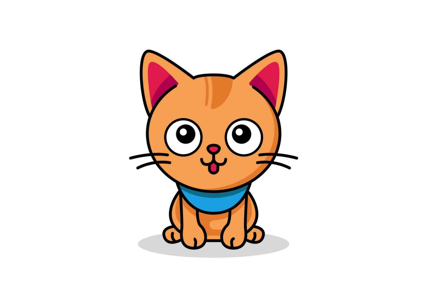 Cute cat clipart, vector illustration. Cartoon kitten icon and logo. Fun kitty sticker, design element, trendy print image.