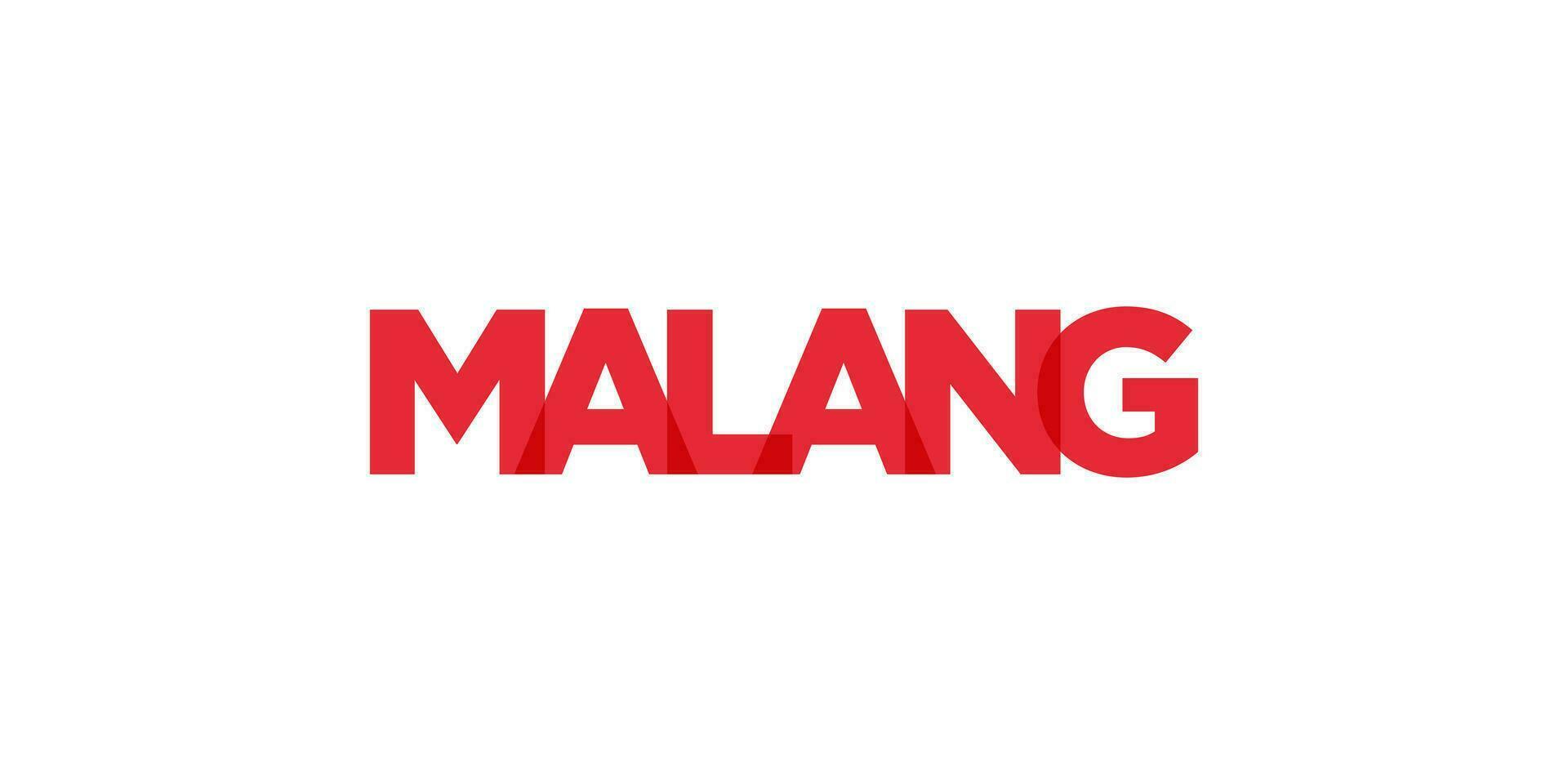 Malang in the Indonesia emblem. The design features a geometric style, vector illustration with bold typography in a modern font. The graphic slogan lettering.