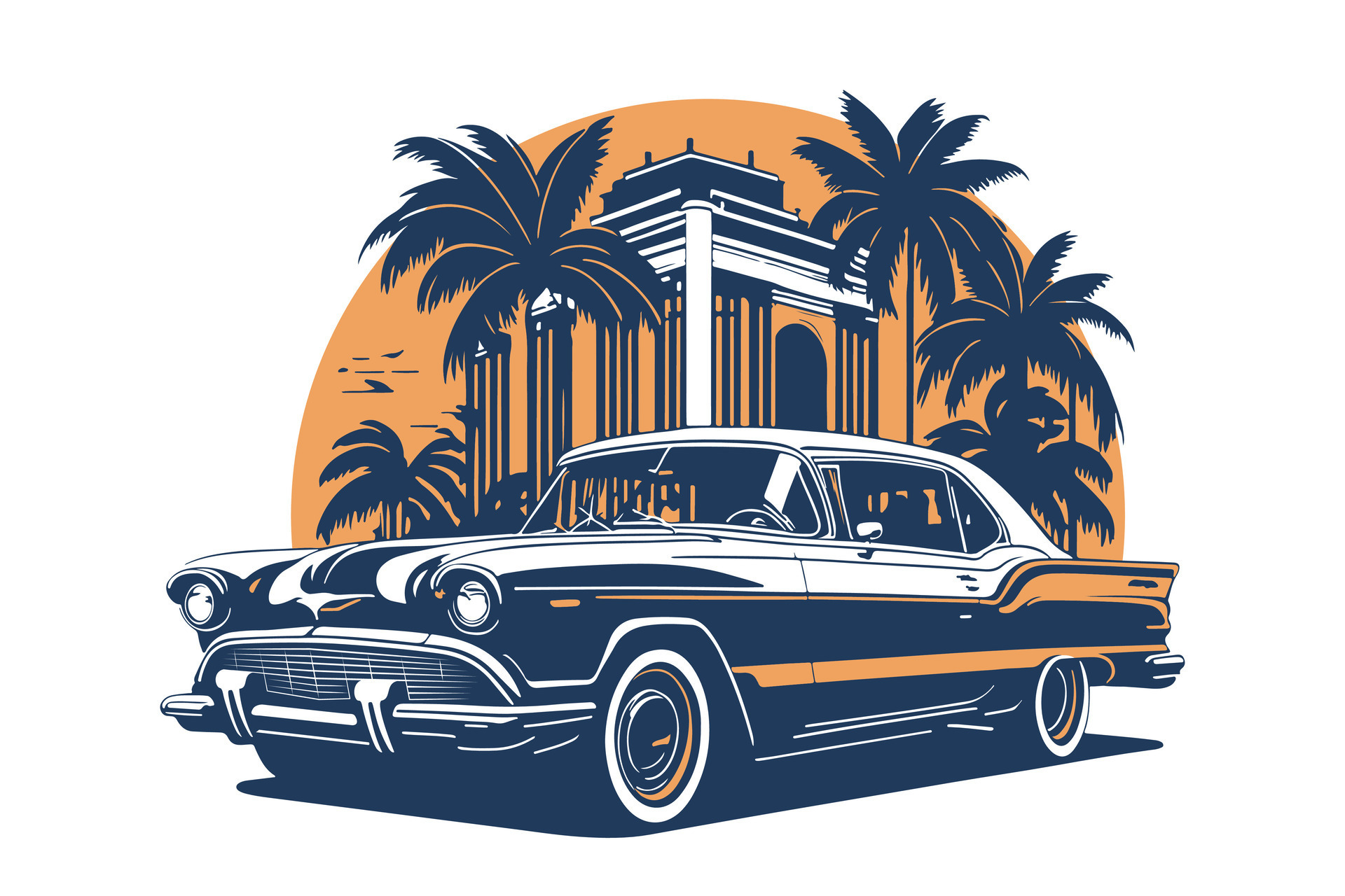 Classic american car style. Vintage vehicle vector illustration. Modern