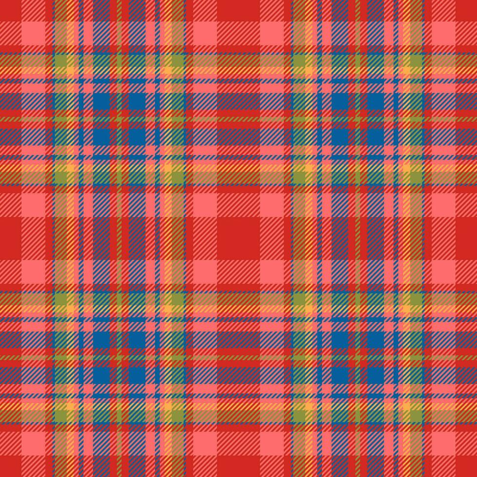 Plaid seamless pattern in red. Check fabric texture. Vector textile print.