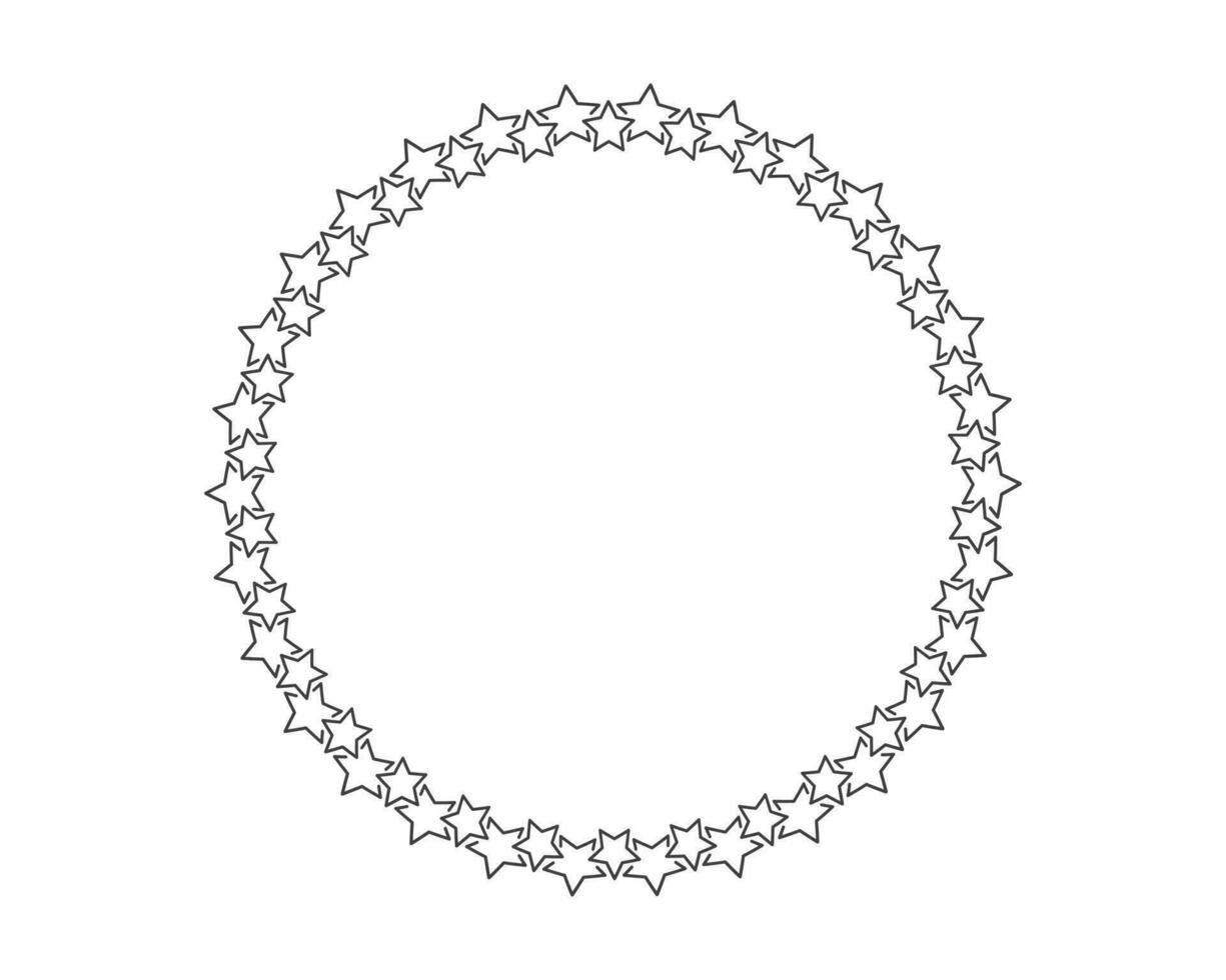 Start decoration frame in vector. Stars abstract round border. vector
