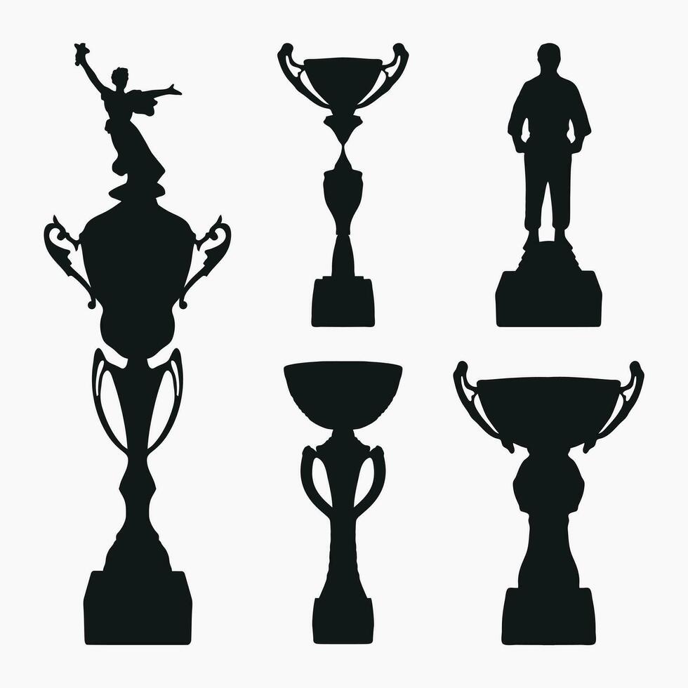 Silhouettes of cups for awarding the achievements of the winners. vector