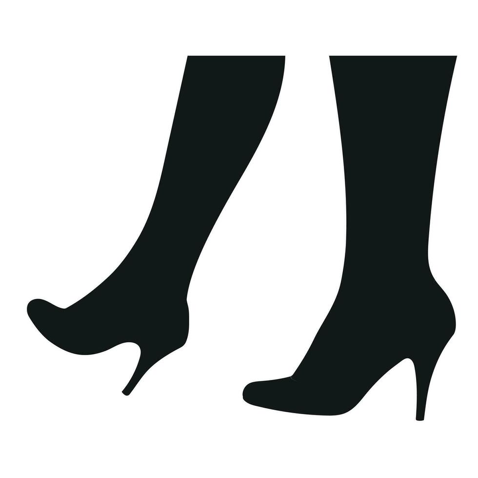 Black silhouette of female legs in a pose. Shoes stilettos, high heels. Walking, standing, running, jumping, dance vector
