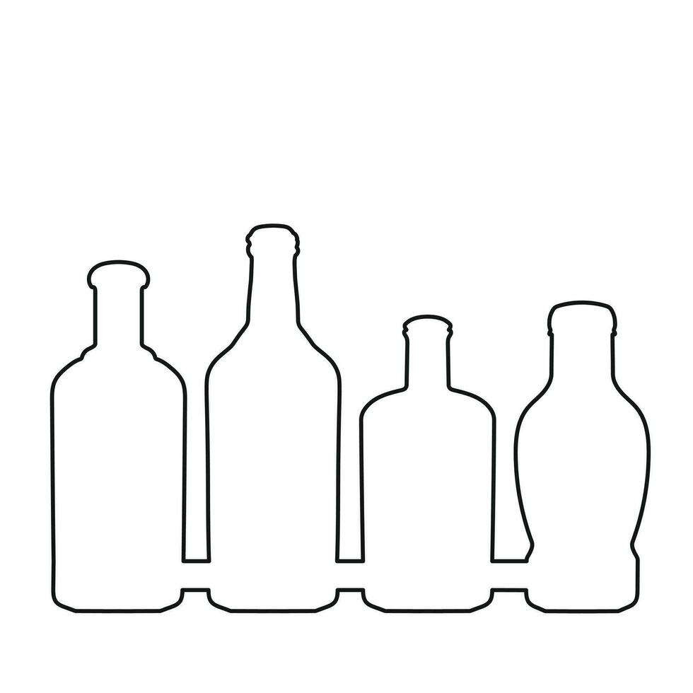 incompleto imagen forma de un vaso botella silueta. alcohol, vino, whisky, vodka, brandy, coñac, cerveza, kvas, champán, licor vector