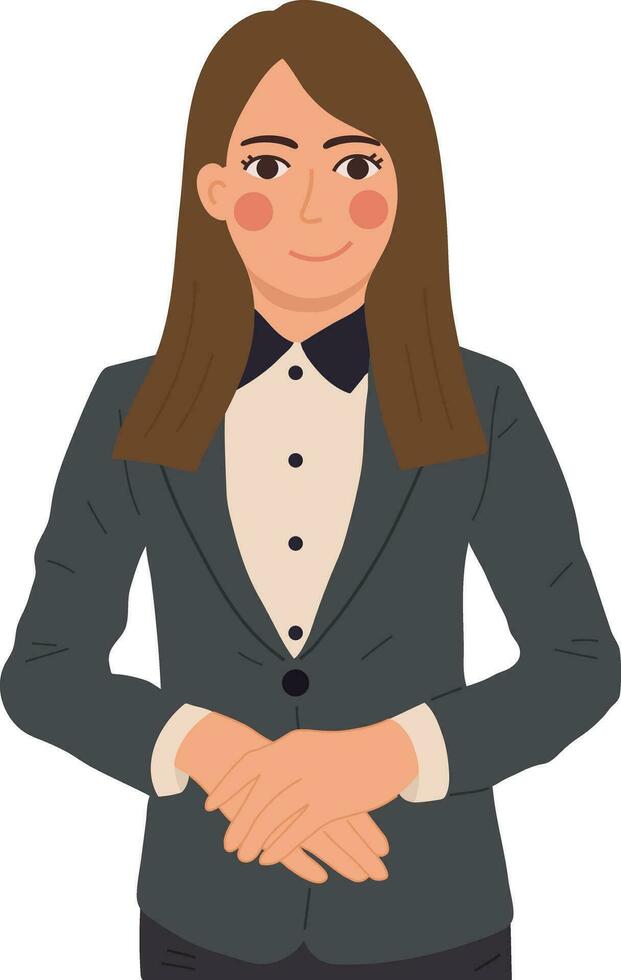 Business Female Clerk Shop Saleperson Greeting Illustration Graphic Cartoon Art vector