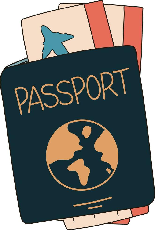 Passport Travel Identity Document Airline Ticket Boarding Pass Illustration Graphic Element Art Card vector