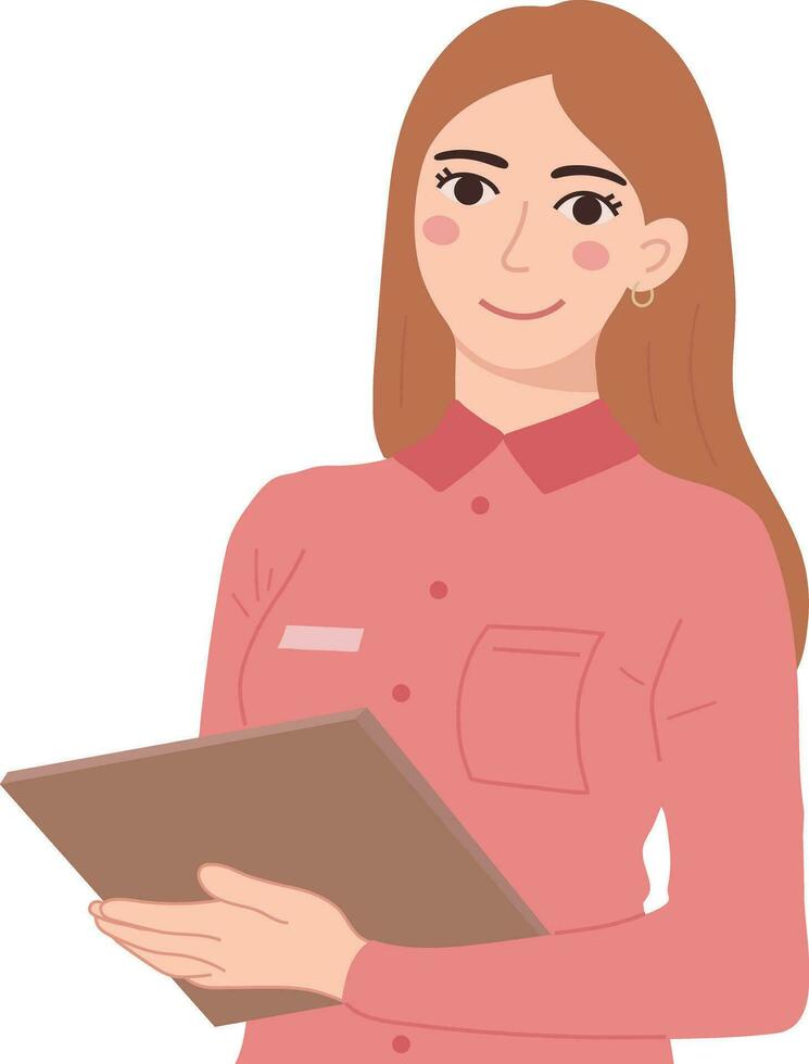 Female Clerk Shop Saleperson Greeting Illustration Graphic Cartoon Art vector