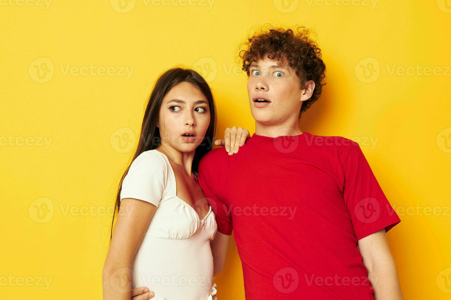 portrait of a man and a woman hug together antics isolated background unaltered photo