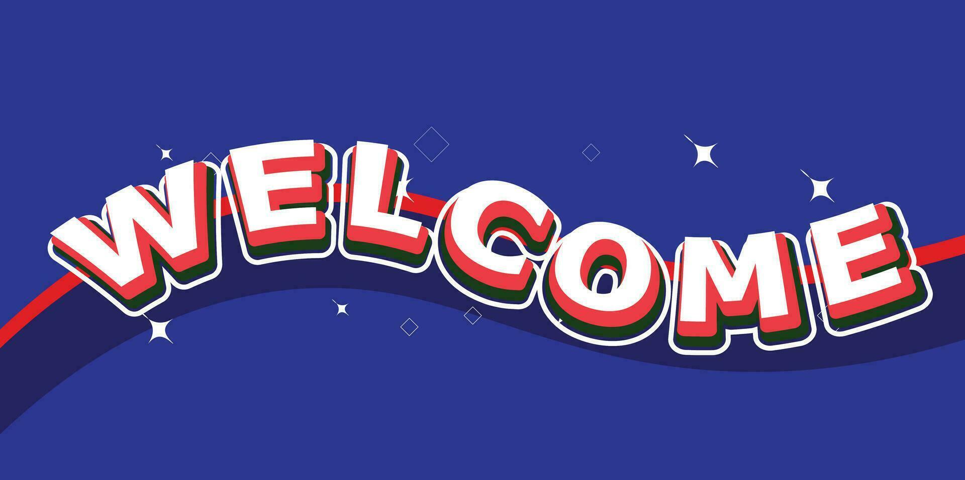 Welcome sign letters with confetti background wave type. Celebration greeting holiday illustration. Banner confetti decoration of welcome vector