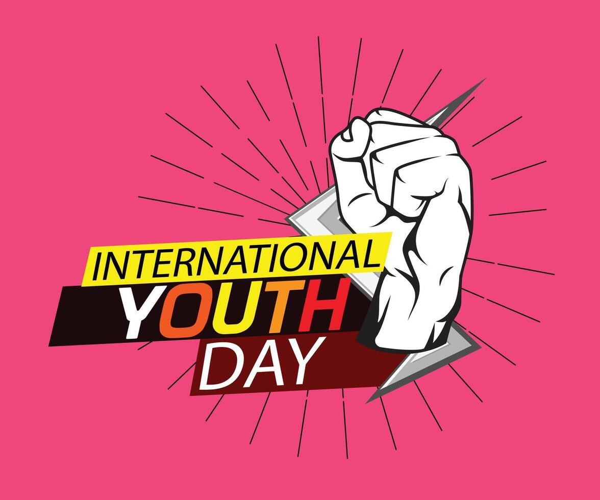 12 August International Youth day, power of youth logo symbole poster.  Youth day banner design logo vector