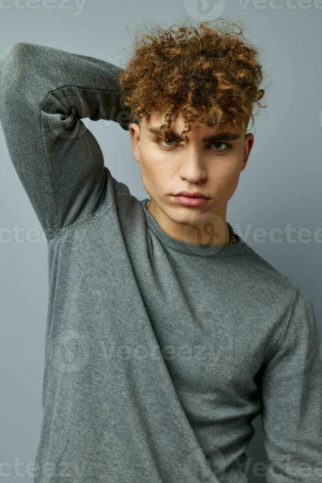 kinky guy posing stylish clothes model Lifestyle unaltered photo