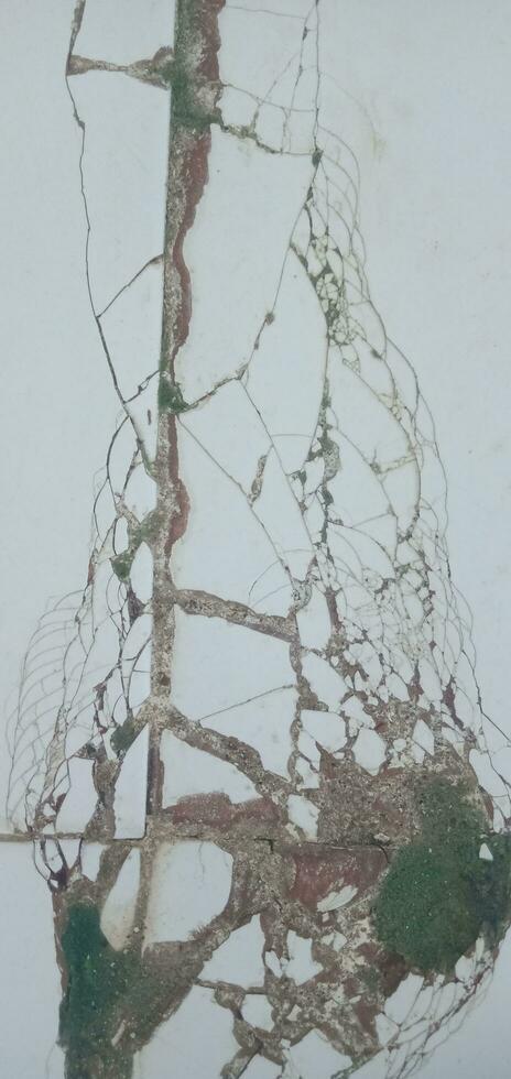 Cracks in white tile floors photo