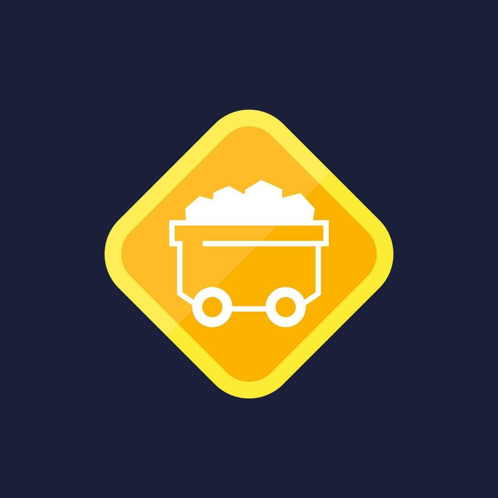 minecart or mine wagon icon, vector