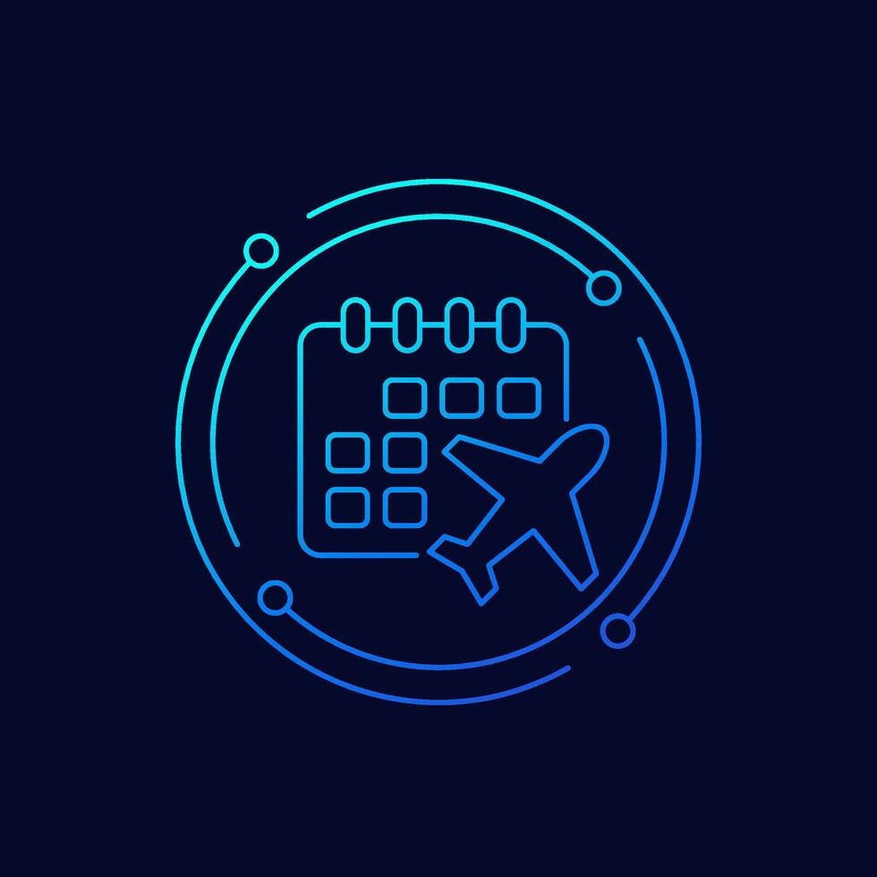 Flight calendar or schedule icon, linear design vector
