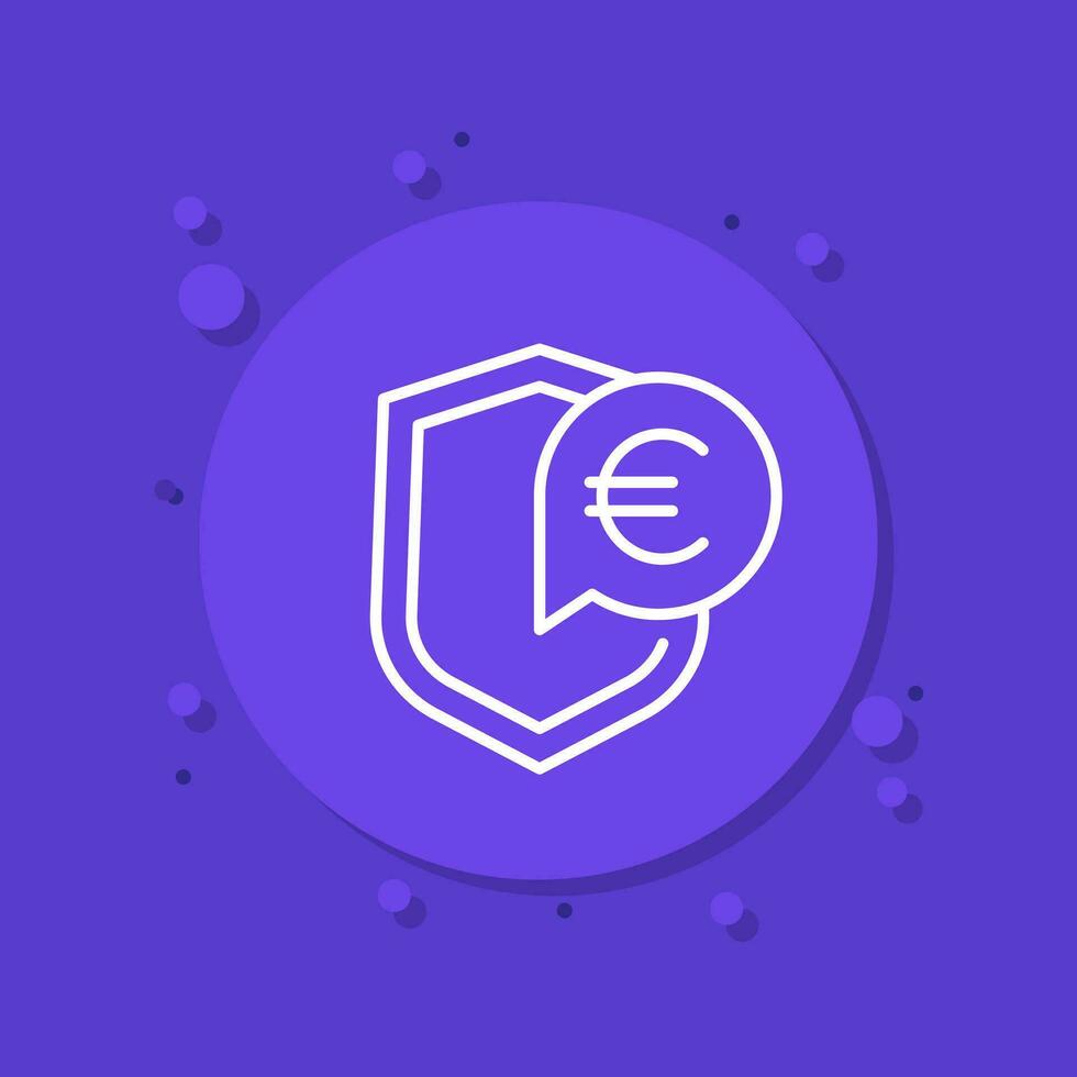 insurance money line icon with euro vector