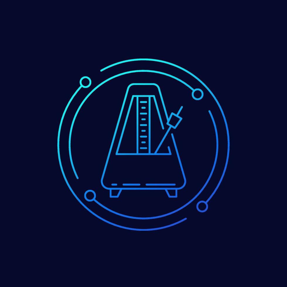 metronome with pendulum icon, linear design vector