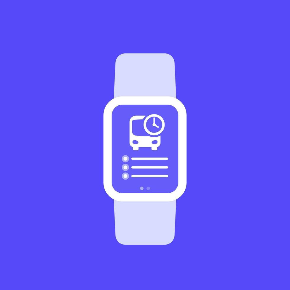 bus schedule app, timetable vector icon with a smart watch