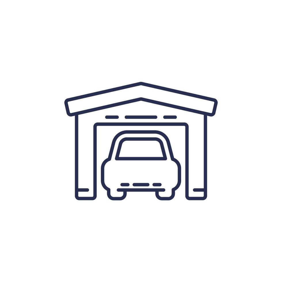 Garage line icon with a car vector