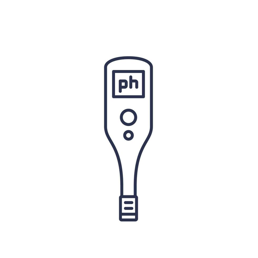 ph meter or tester line icon, water and soil testing vector