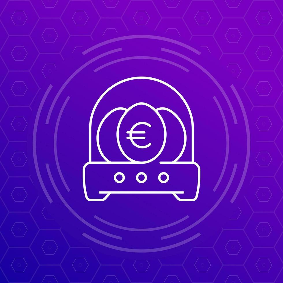 business incubator line icon with euro, vector