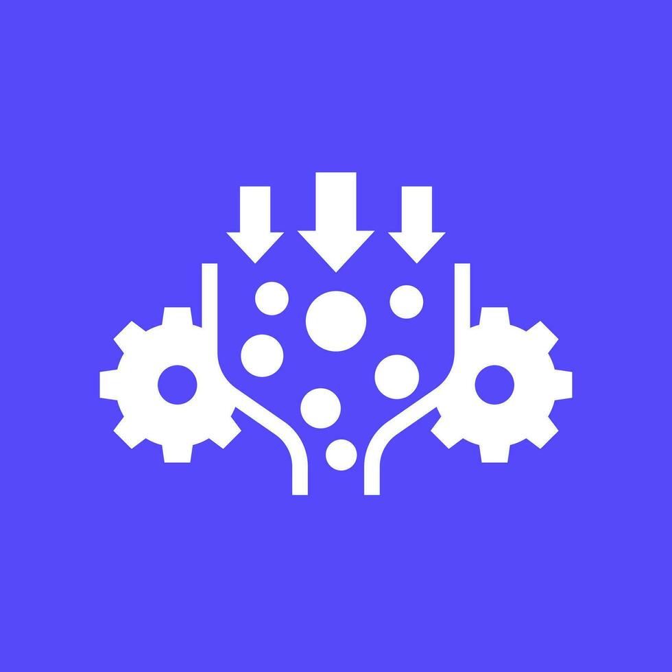 Bottleneck analysis icon with gears vector
