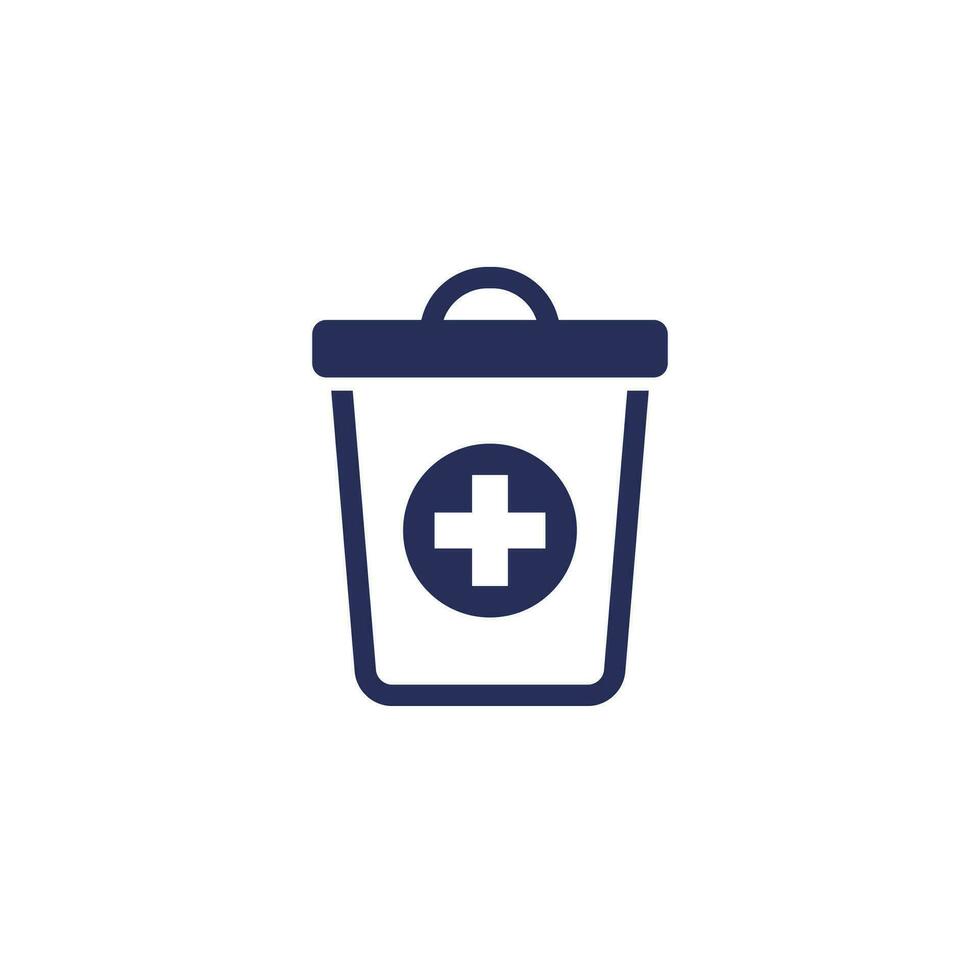 medical waste icon with a trash bin vector