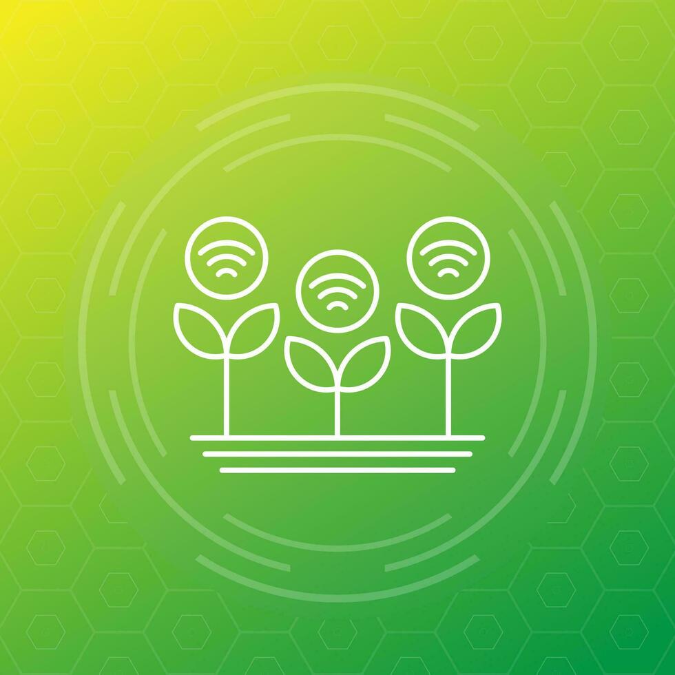 smart farming and agriculture technology line vector icon