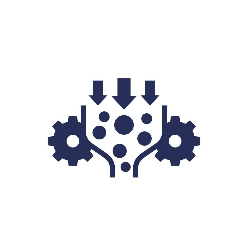Bottleneck analysis icon with gears on white vector