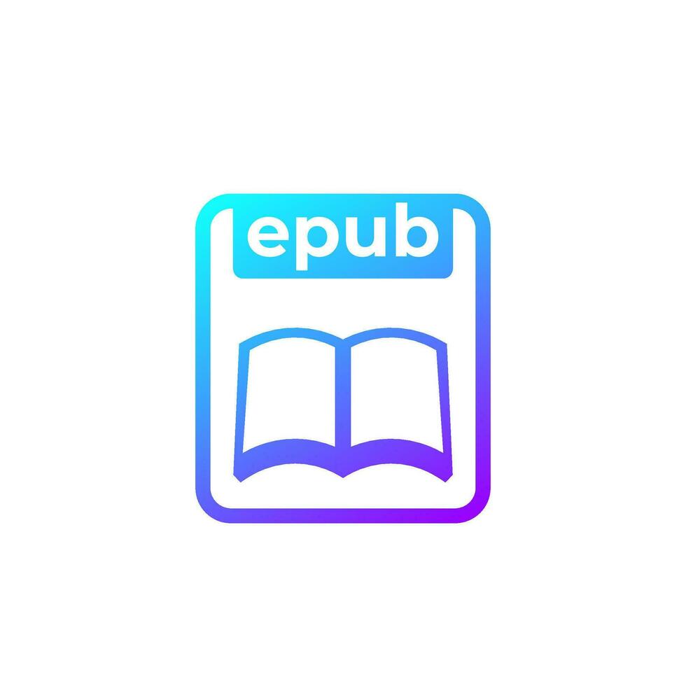 epub file, e-book format icon vector