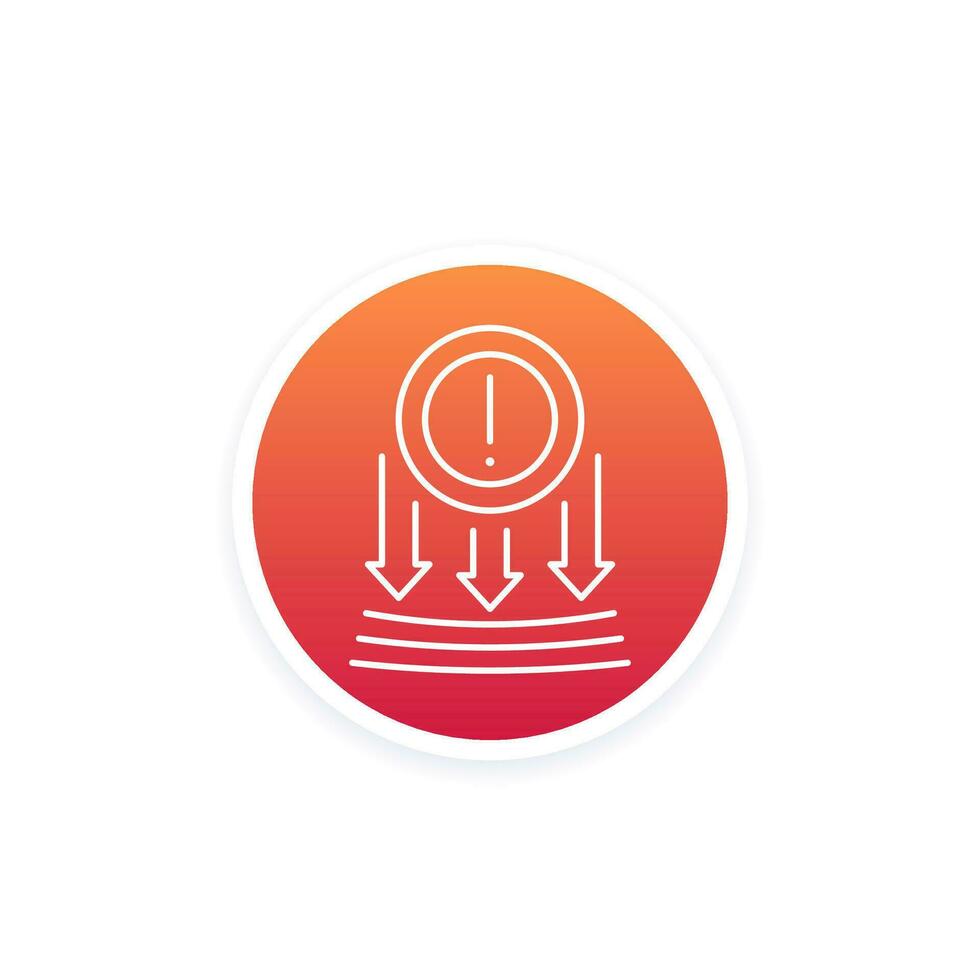 high pressure warning line icon, vector