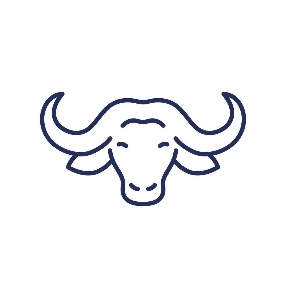 African buffalo bull line icon vector
