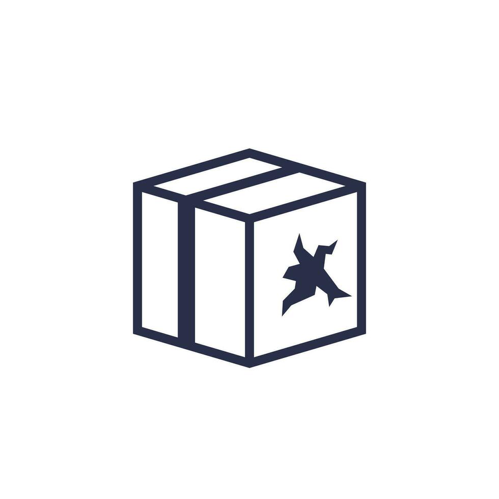 damaged package or broken box icon vector
