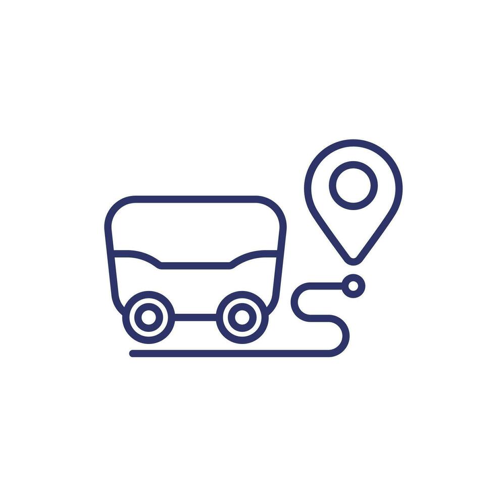 delivery robot on the way line icon vector