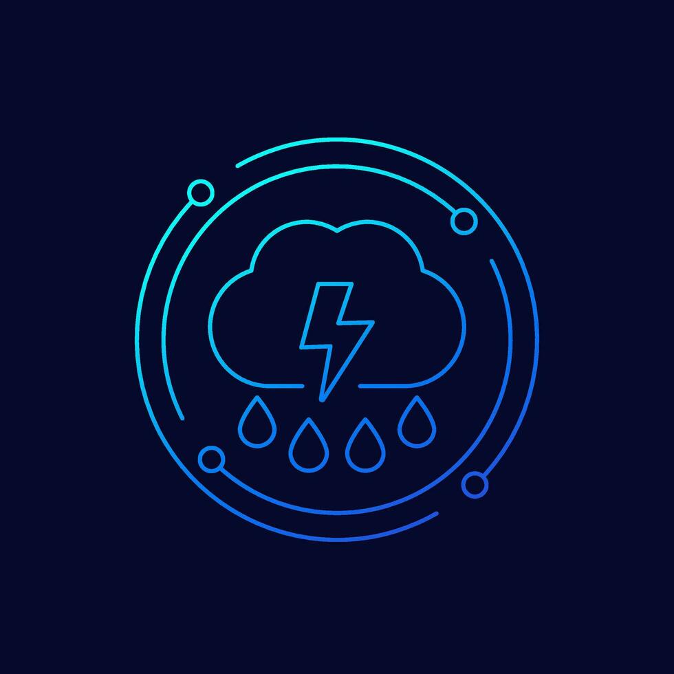 Storm, thunderstorm icon, linear design vector