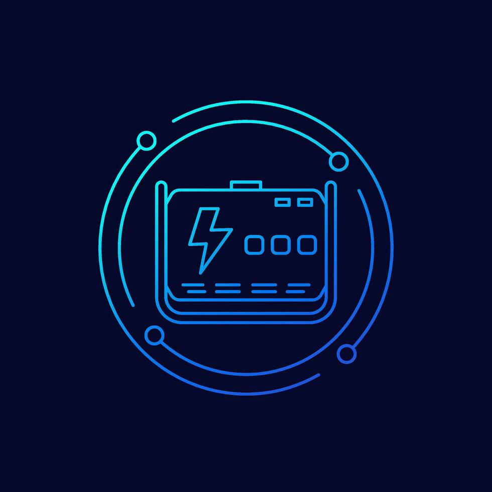 portable power generator icon, linear design vector