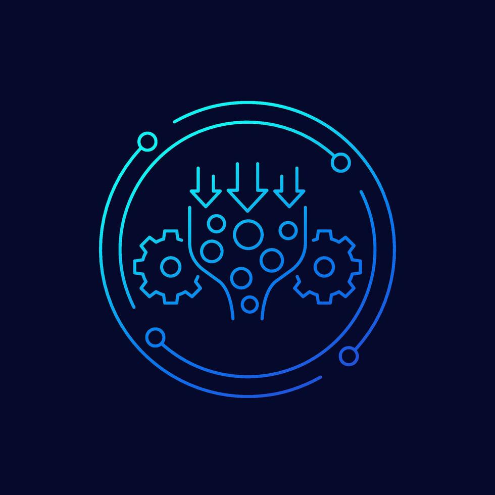 Bottleneck analysis icon, linear design vector