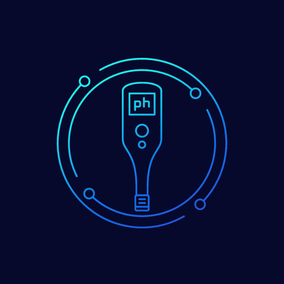 ph meter or tester icon, water and soil testing linear vector