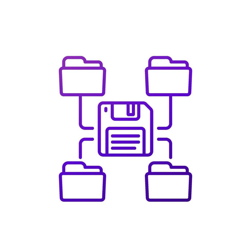 folders for backup line icon, vector