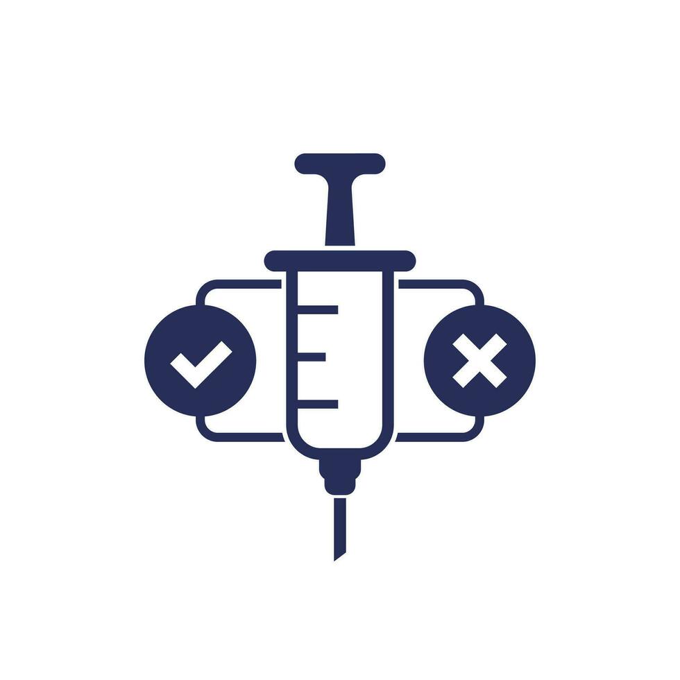 Pros and cons of vaccination icon vector