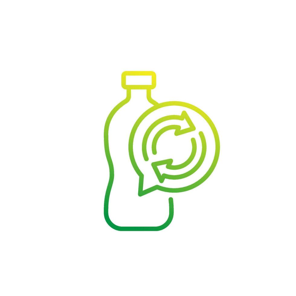 plastic bottle recycling line icon, vector