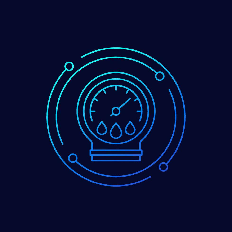 Hygrometer icon, humidity measurement linear design vector