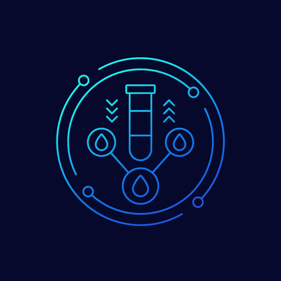 water testing icon with a test tube, linear design vector