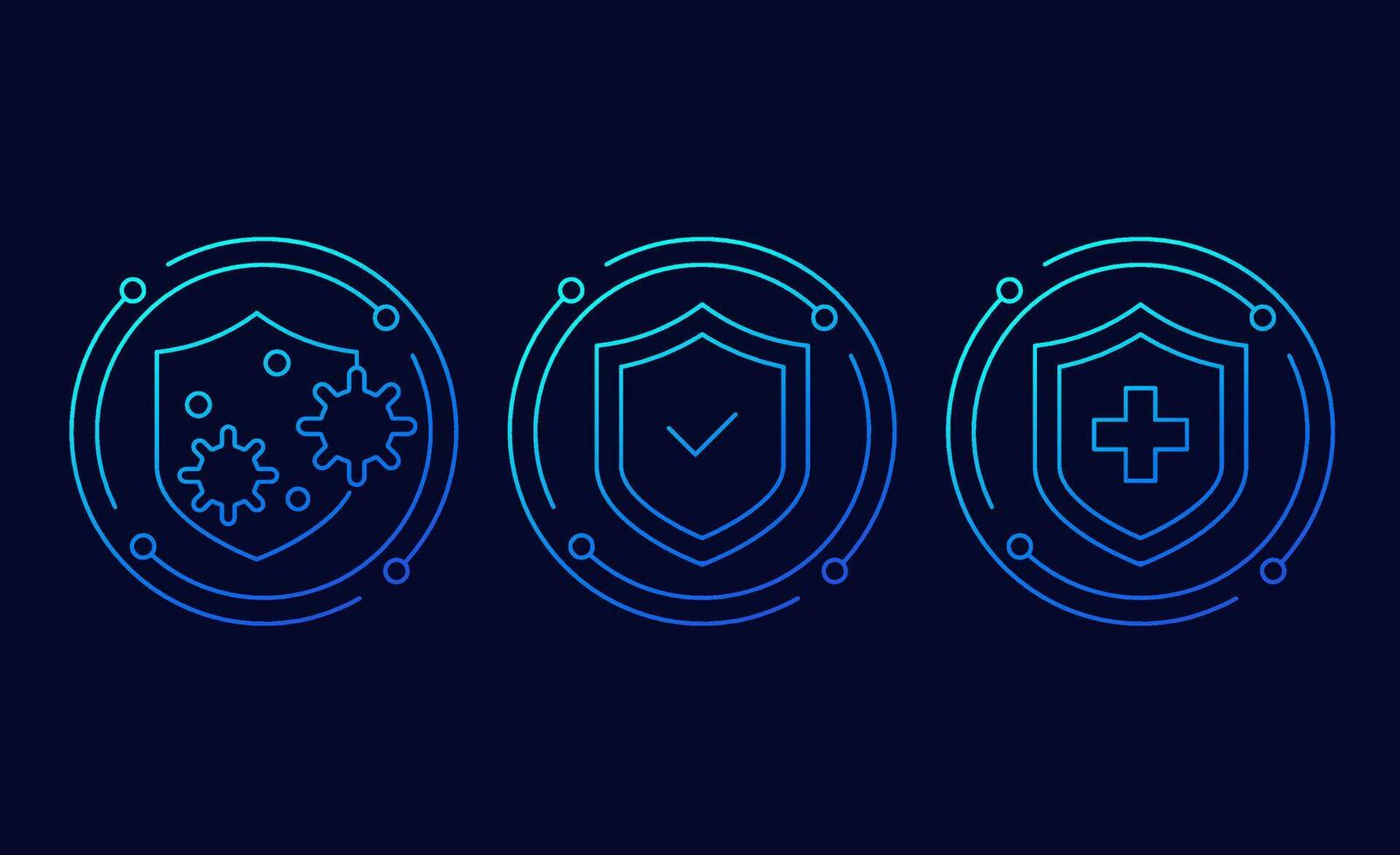 immune system and antibacterial protection icons, linear design vector
