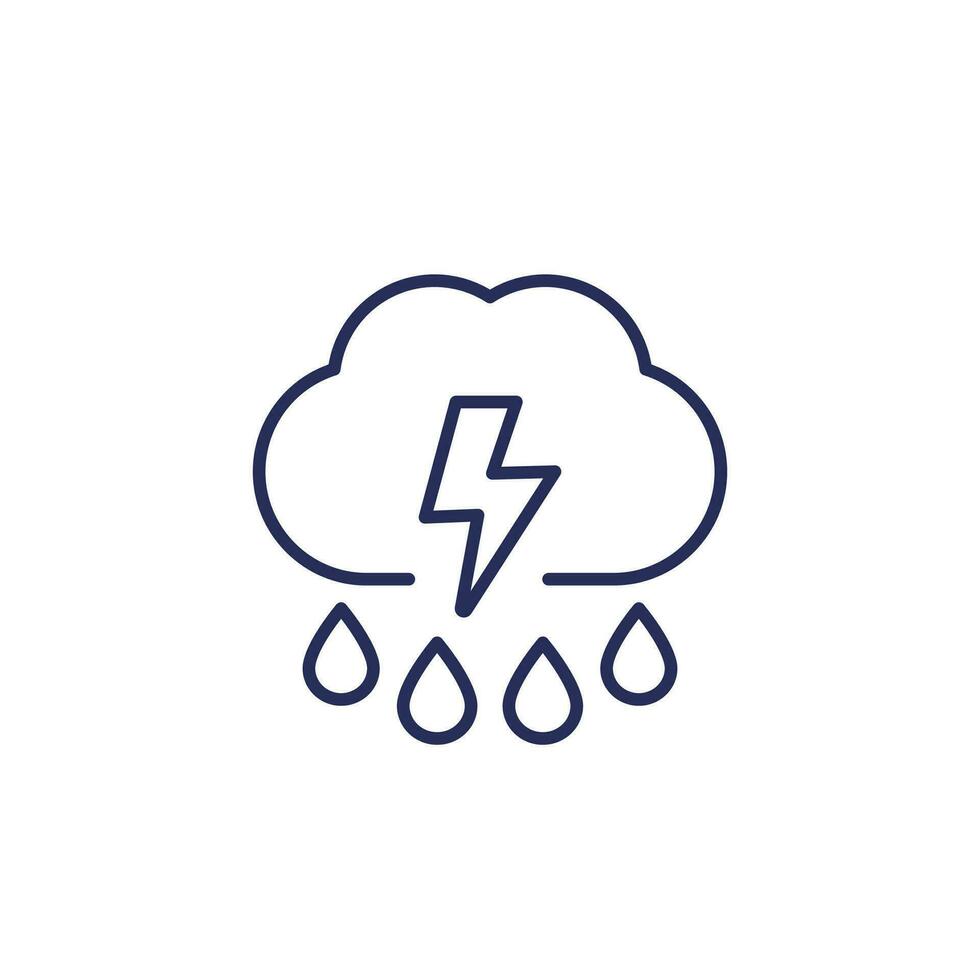 Storm, thunderstorm line icon on white vector