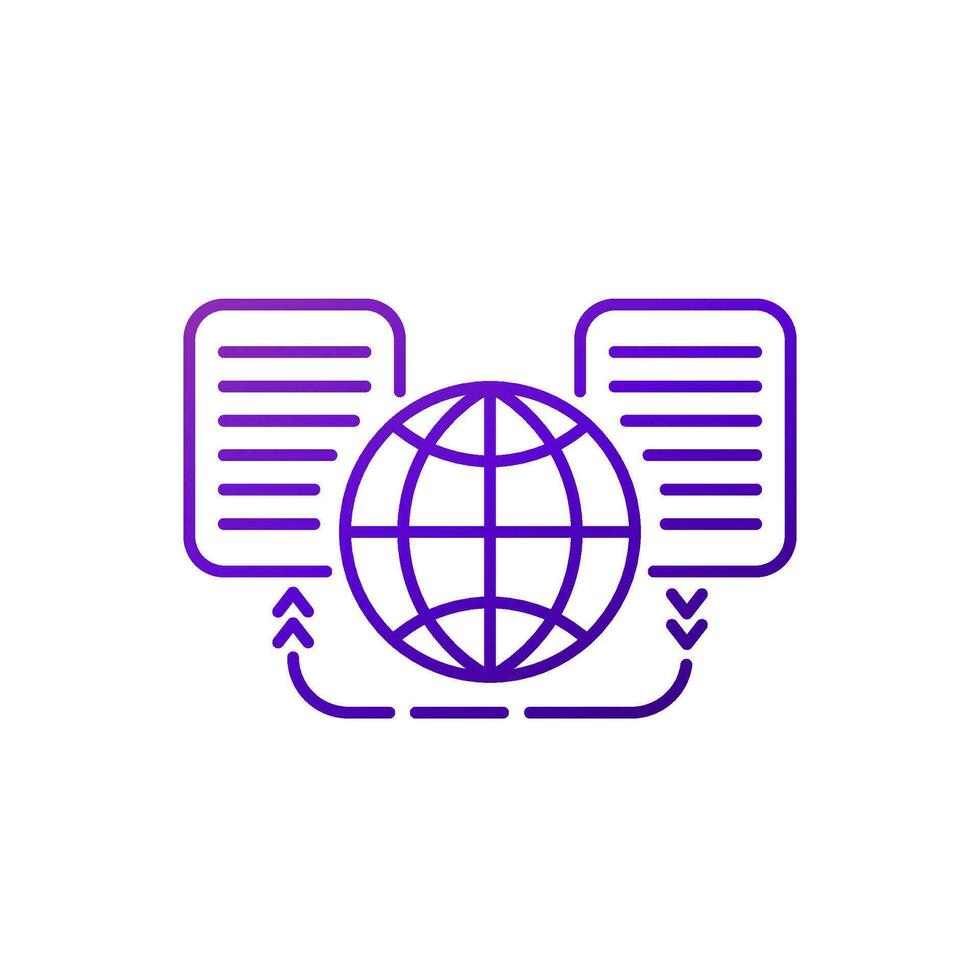 Global data exchange line icon on white vector