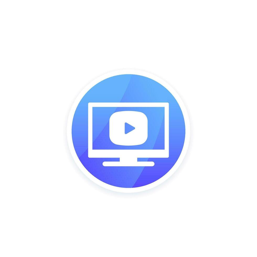 video content vector icon with a TV