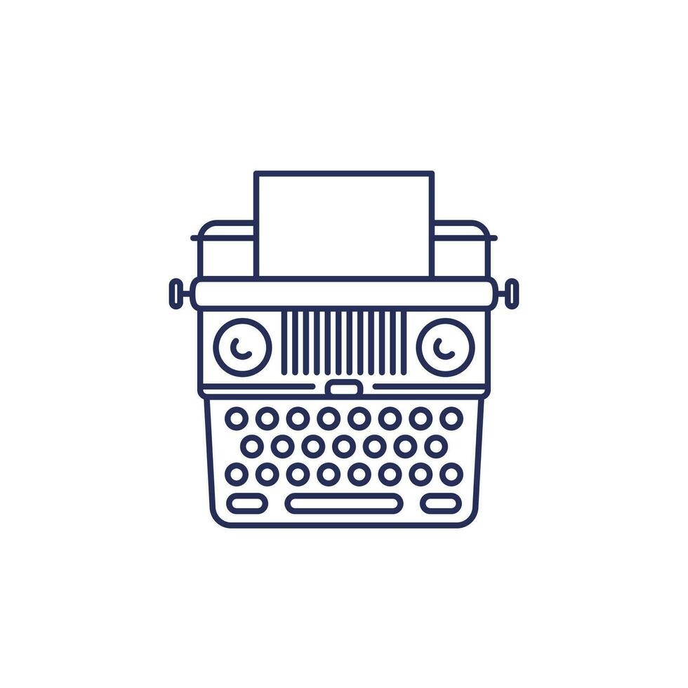 typewriter line icon on white vector
