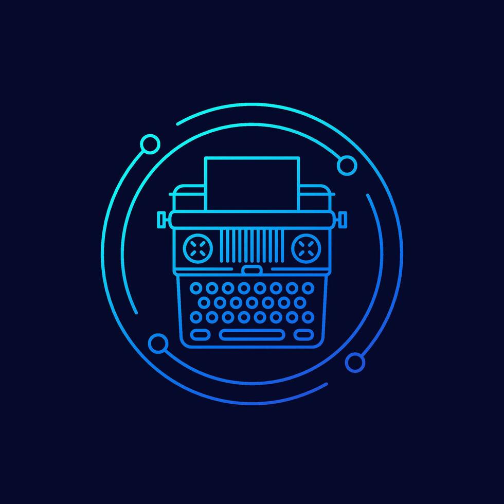 typewriter icon, linear vector design